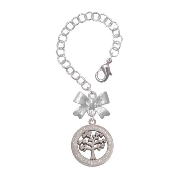Delight Jewelry Stainless Steel Trust in the Lord Tree of Life - Silvertone Bow Charm Accessory for Tumblers and Thermal Cups