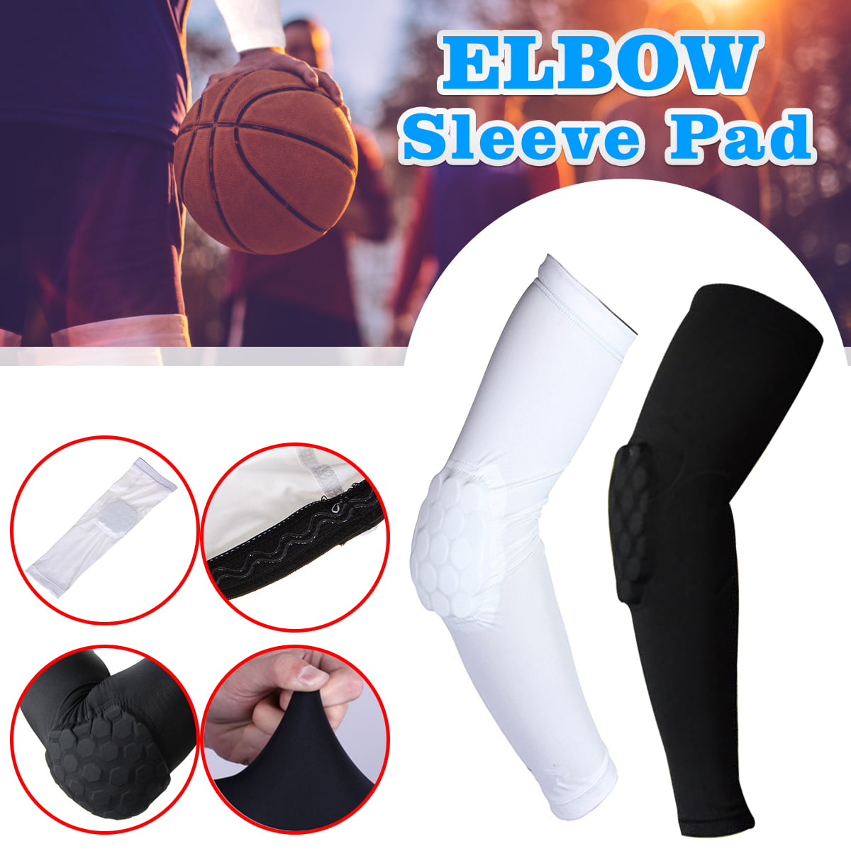 Honeycomb Crashproof Basketball Arm Sleeve Elbow Support Pad Brace New A469 