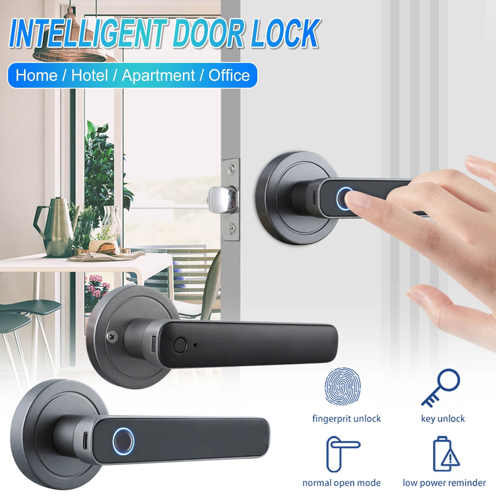 iMESTOU Deals Clearance Smart home Fingerprint Smart Door Lock Keyless  Bluetooth Door Knob Biometric Lever Door Lock Unlock By Fingerprint/Key For  Home Hotel Office Bedroom