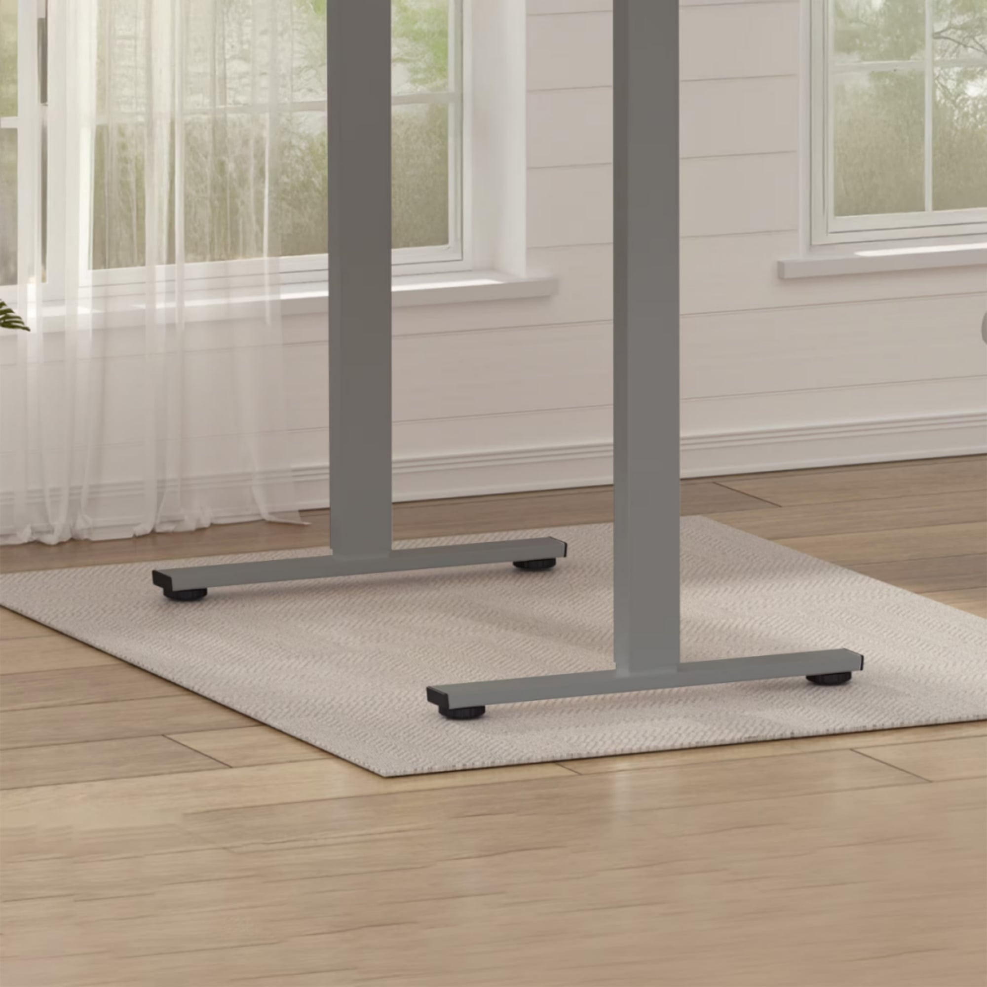 GARITIN 55-Inch Electric Standing Desk with Two-Piece Tabletop, Height Adjustable Sit Stand Desk with Motor Lift System, Home Office Computer Workstation, Grey Frame with White Top