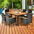 thumbnail image 3 of Patiojoy 7-Piece Outdoor Dining Set Patio Rattan Table and Chairs Set with Umbrella Hole, 3 of 10