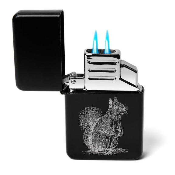 Dual Flame Torch Lighter Curious Squirrel (Black)