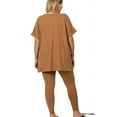 thumbnail image 3 of Zenana Plus Size Round Neck Brushed DTY Microfier Short Sleeve Hi-Low Hem & Full Length Leggings Loungewear Set, 3 of 4