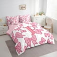 thumbnail image 3 of Castle Fairy Teens Cartoon Bowtie Personalized Initial Alphabet J Twin Bedding Sets 7-Piece,Pink White Bow Knot Bedding Comforter Set Microfiber,Kawaii Letter Monogrammed Breathable Sheet Sets, 3 of 8