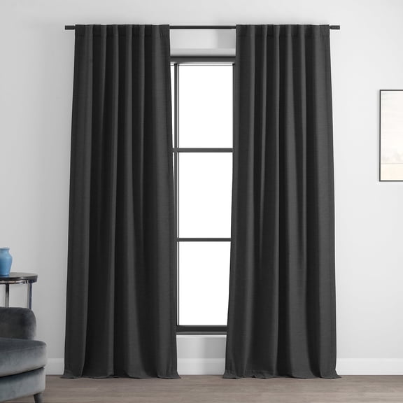 Half Price Drapes Smoked Truffle Bellino Textured Faux Linen Room Darkening Curtains For Bedroom & Living Room Curtains(1 Panel), Curtains 120 Inches Long, 50W X 120L