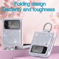 thumbnail image 6 of Detck Samsung Galaxy Z Flip4 6.7 inch (2022) Cover, Soft TPU Shell Luxury Elegant Glitter Metal Ring/Holder Folding Design Case [Slim & Fit] Anti-slip Drop Resistant Shockproof Case, Silver, 6 of 9
