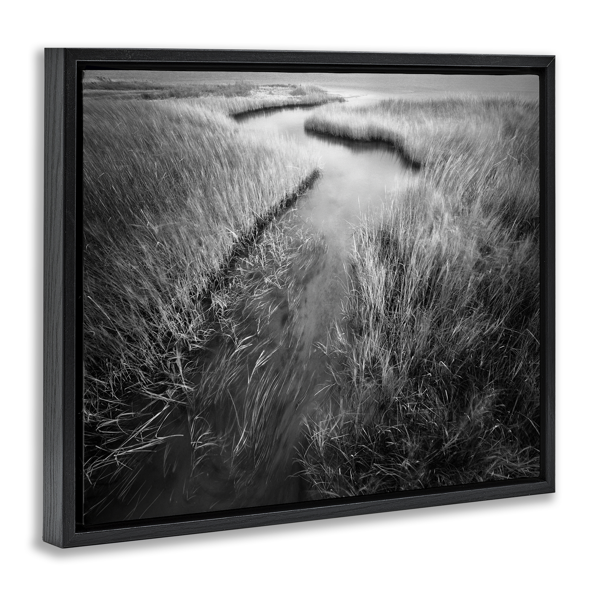 Stupell Industries Meandering Estuary View Landscape Photography Black Floater Framed Art Print Wall Art, 31 x 25