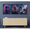 thumbnail image 4 of 3 Pcs Cool Astronaut Wall Art Abstract Colorful Galaxy Spaceman Wall Decor Fantastic Planet Space Ship Canvas Prints Surrealism Planets Cosmos Posters Pictures For Teen Boys, 4 of 6