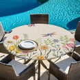 thumbnail image 6 of Wildflowers Round Tablecloth, Fitted Table Cover with Elastic for 45"-54" Round Tables, Spring Vintage Tulip Butterfly Floral Leaf Table Cloth Outdoor Indoor Dinning Party Waterproof Tablecloths, 6 of 7