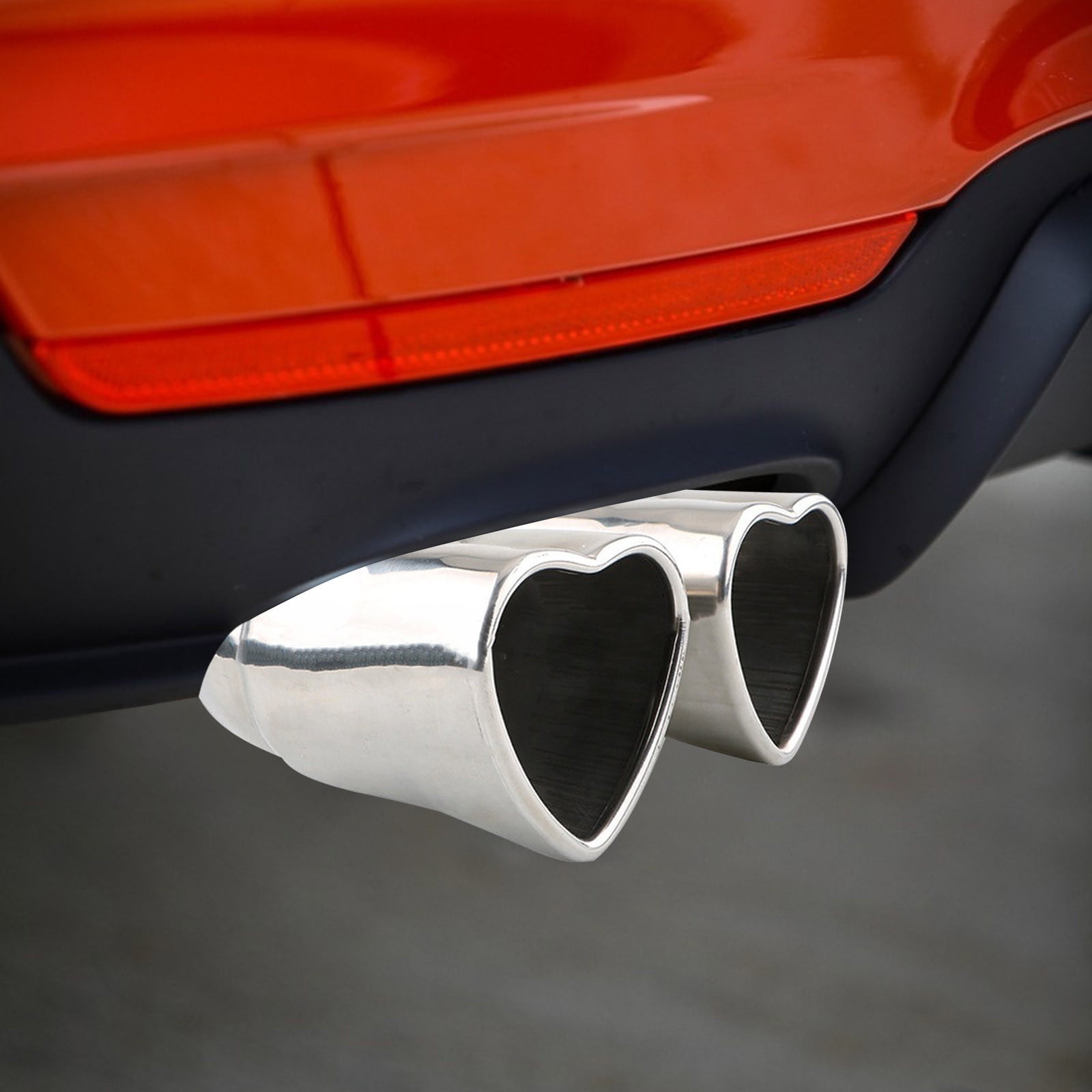 Heart Dual Exhaust Tip 2.5" Inlet, Adjustable Stainless Steel Y Shaped Exhaust Pipe, Modified Exhaust Tail Pipe Universal for Most Car