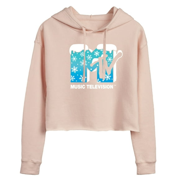 MTV - Snowflakes  - Juniors Cropped Pullover Hoodie