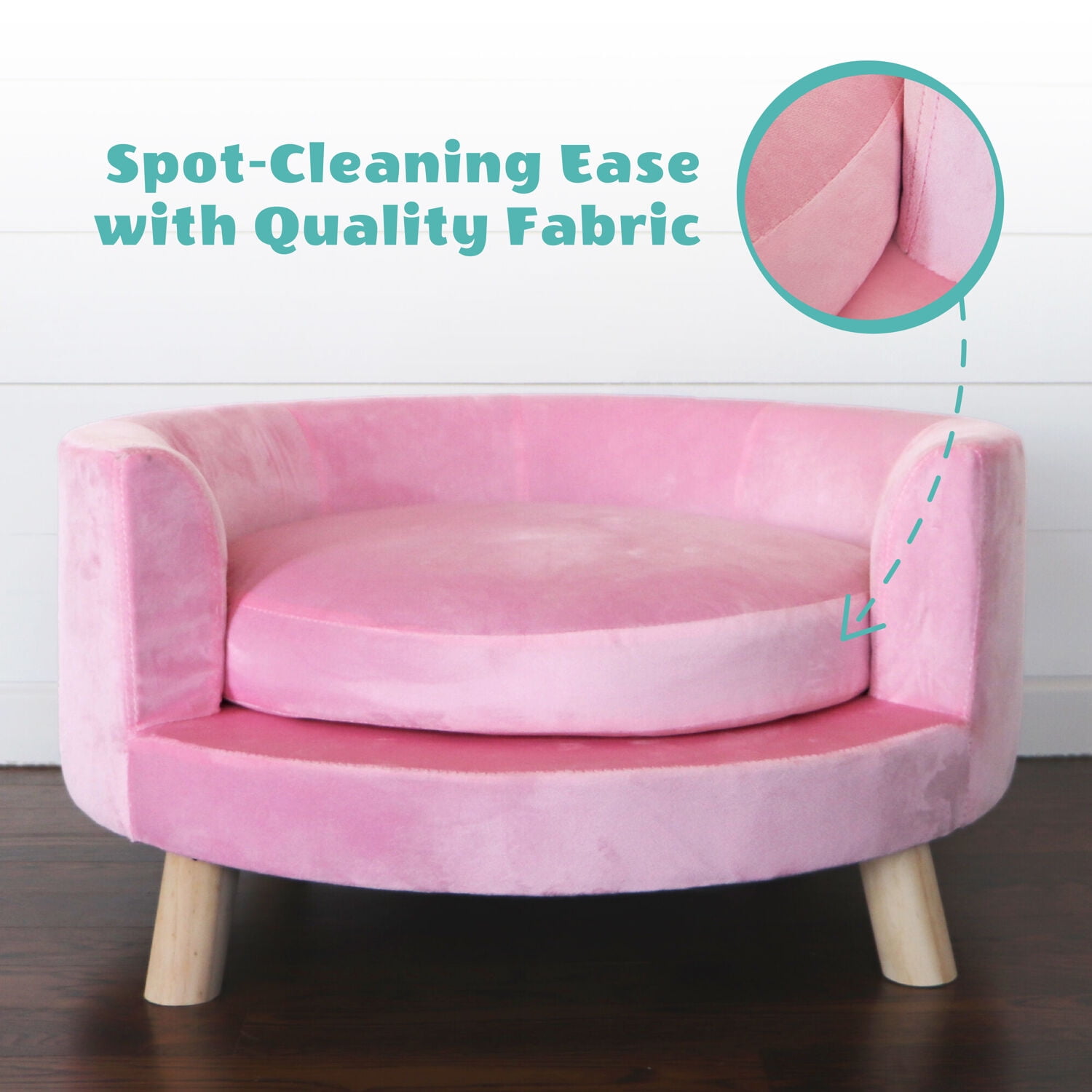 Critter Sitters 28-In. Elegant Pink Faux-Velvet Circular Pet Bed for Small to Medium-Sized Dogs and Cats