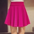 thumbnail image 3 of Women Plus Size Pleated Skirt Casual Fashion Solid Color Mini Skirt High Waist Knitting Cotton Short Skirt, 3 of 3