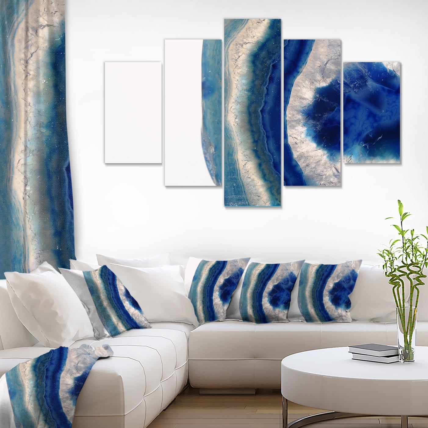 Designart 'Macro of Blue Agate Stone ' Contemporary Canvas Wall Art Print