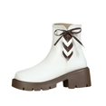 thumbnail image 1 of NECHOLOGY Zapatos Botines de mujer Botines de de otoño e invierno para mujer suelas gruesas tacón grueso antideslizante punta redonda cremallera lateral cómodo Color sólido (White 7.5), 1 of 7