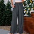 thumbnail image 2 of Ecqkame Women's Wide Leg Jeans Elastic Waist Dual Pockets Imitation Denim Long Pant Loose Casual Trendy Daily Versatile Trousers Dark Gray XL, 2 of 8