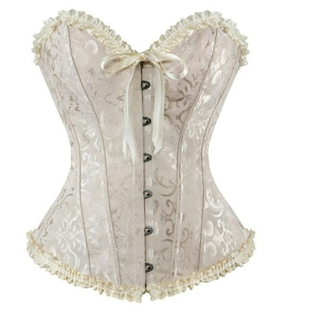 Women Boned Bustier Sexy Lace Floral Overbust Corset Top Waist Push Up Shapewear Lingerie