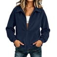 thumbnail image 5 of Horkkom Zip Up Jackets for Women Long Sleeve Solid Color Corduroy Jacket Casual Loose Collared Jacket with Pockets XL, 5 of 9