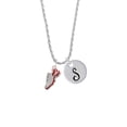 thumbnail image 2 of Delight Jewelry Silvertone Red Running Shoe Silvertone Script Initial Disc - S - Charm Necklace, 20"+3", 2 of 4