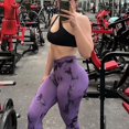 thumbnail image 2 of Pantalones de fitness de cintura alta con teñido anudado que levantan la cadera, de secado rápido, para correr, transpirables, pantalones de yoga recortados de entrenamiento de compresión para, 2 of 5