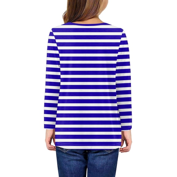 CCRFTGI Long Sleeve Shirts for Girls Size 10-12 Cute Purple Striped T shirts for kids Trendy Crewneck Tee Shirts Casual Spring Day Gifts for Girls Purple 3-4 Years