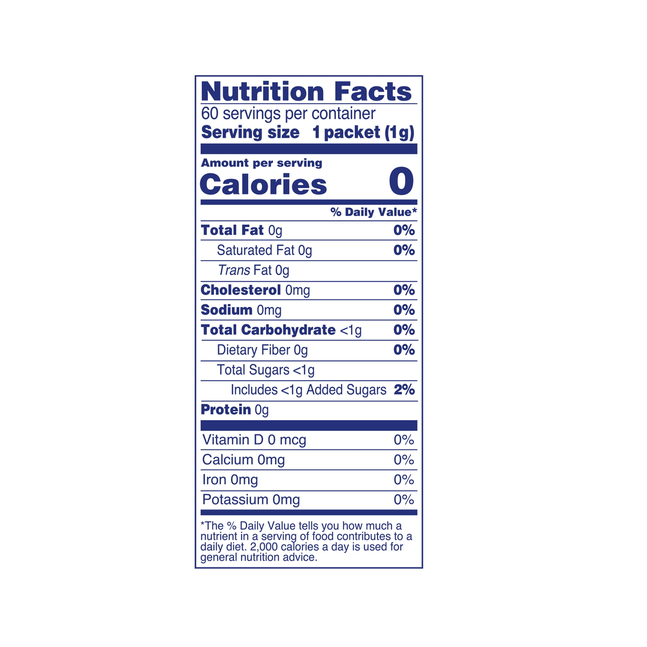 Great Value Aspartame ,60 Packets, 0 Calories,Net wt 2.11 Oz (60g), Paper Packets