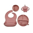 thumbnail image 2 of plato de silicona,cuenco de silicona plato tenedor cuchara vajilla,Juego de platos de alimentación para cena con cuenco de succión para bebé,Placa de succión Tapa de tazón Babero Rosa, 2 of 8