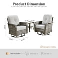 thumbnail image 3 of Ovios 3 Pieces Outdoor Patio Furniture Set High Back All Weather Wicker Conversation Set with Swivel Chairs, Gray, 3 of 9