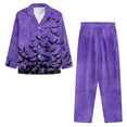 thumbnail image 6 of SEANATIVE Halloween Womens Button Up Pajama Sets Size XS Purple Bats Long Sleeve Women Pajamas Womens Button Up Pajamas Ladies Fall Winter Loungewear Set of 2 Jogger Outfits, 6 of 7