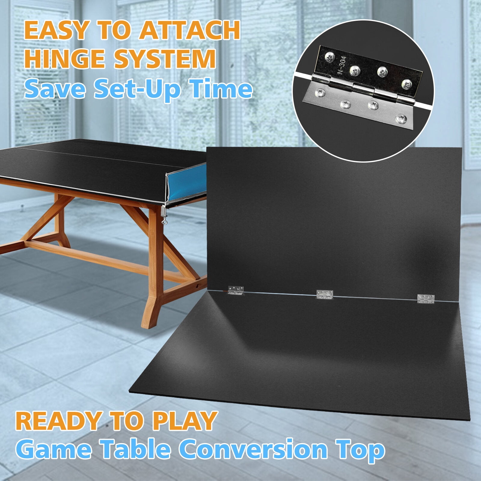Ping Pong Table, 8.5ft Black Mid-Size Ping Pong Conversion Top Foldable & Portable Table Tennis Table Top for Indoor Games, Black Table Tennis Table,Mdf Outdoor Ping Pong Table