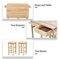 thumbnail image 4 of VINGLI Portable Kitchen Islands with 2 Square Stools, Pine Burlywood, 32.09 in, 4 of 7