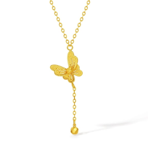ZHOU LIU FU 18K Gold Pendant Necklace Butterfly Trendy Chain Anniversary Gift for Women 40 5cm C0616297