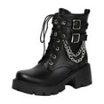 thumbnail image 2 of Bnwani Women Boots Winter Fashion Toe Zipper Mid-Heel Chunky Ankle Casual Solid Boot Black Size 5, 2 of 9