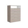 thumbnail image 2 of Miekor Furniture Peru L Four Drawer Dresser, Superior Top, One Open Shelf -Light Gray / White B5A1664, 2 of 7