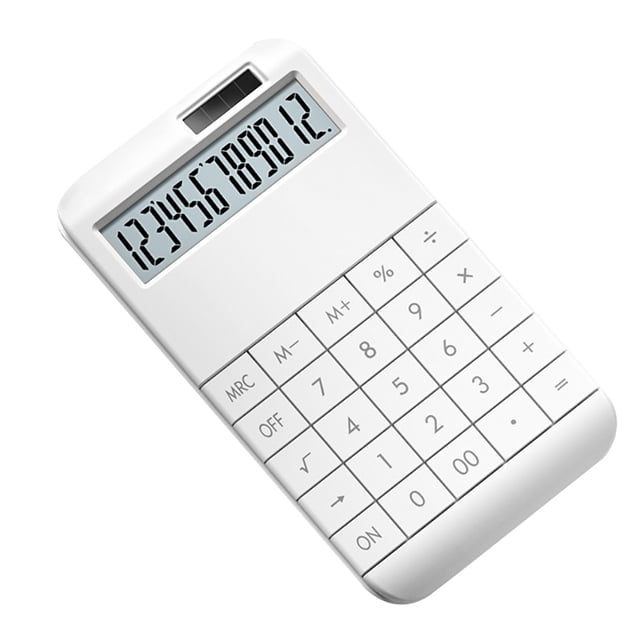 Calculadora inteligente Contador solar LCD digital eléctrico de 12 dígitos para la oficina de la escuela de negocios, color blanco Methold EL001410-03