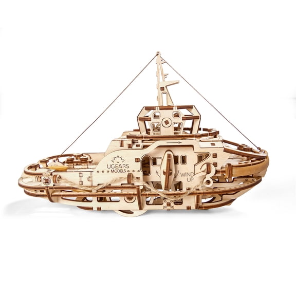 Submarine Tugboat Ugears 3D Mechanical Wooden Model for Self Assembling DIY Brainteaser