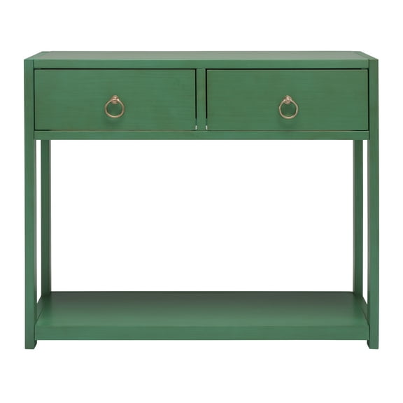 SAFAVIEH Sadie Turquoise Iron Console Table with Drawer (12 in. W x 38 in. D x 32 in. H)