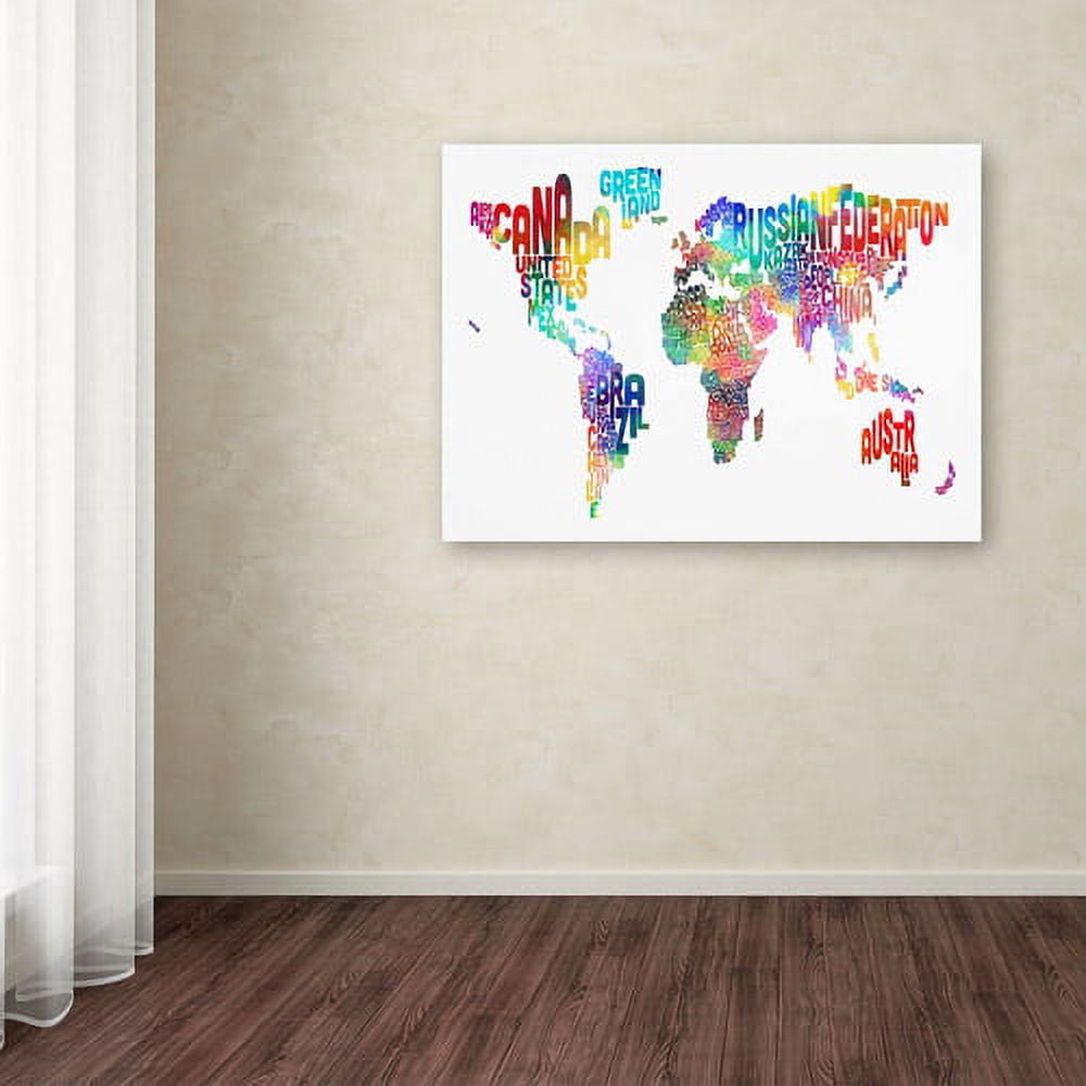 Trademark Art 'World Text Map' Canvas Art by Michael Tompsett