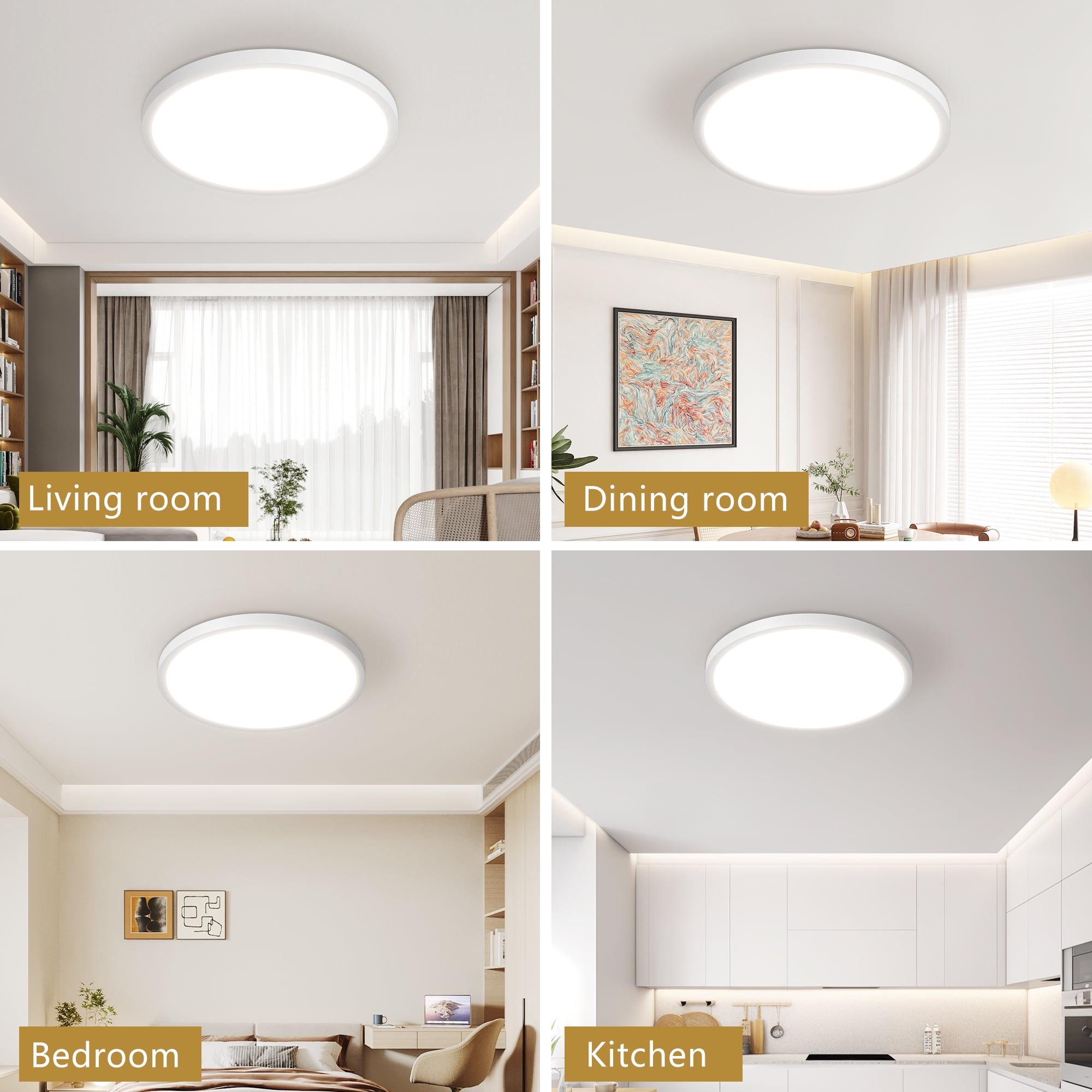 12 Inch LED Ceiling Light 6-Pack Slim Flush Mount Fixture Dimmable 3-CCT White for Bedroom