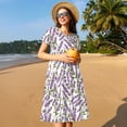 thumbnail image 4 of Uemuo Lavender Flowers Print Womens Summer Dress Casual Swing Short Sleeve Sundresses Beach A-line Shift Dress, 4 of 6