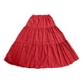 thumbnail image 4 of Midi Skirts for Women Mid Length Skirt with Pockets High Elasticity Waist Flowing Ruffles Womens Summer Clothes Red S, 4 of 4