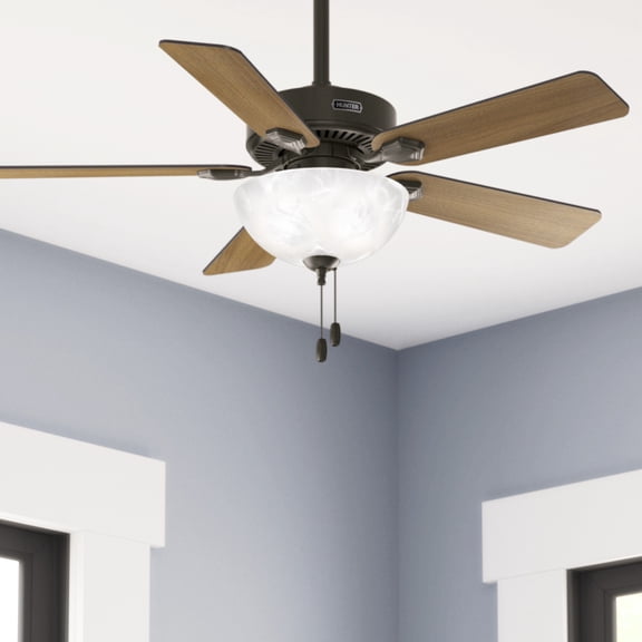 Hunter - Swanson Indoor Ceiling Fan With Light, 44-inch, New Bronze, Traditional-style, 4-speed, Energy Star, 52782, for Living Rooms, Bedrooms