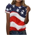 thumbnail image 4 of Cavosen Red White and Blue Shirts for Women Petite 4th of July Short Sleeve Round Neck Shirts USA Star Striped Print Shirts Lady XL Red White and Blue Casual Tops Patriotic Tunic Tees, 4 of 5