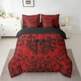 thumbnail image 2 of Rose Skull Bedding Set 7 Piece Twin Damask Floral Gothic Bed In A Bag Halloween Skull Skeleton Comforter Set With Sheets Adults,Goth Hippie Skull Bed Set Red Black, 2 of 5
