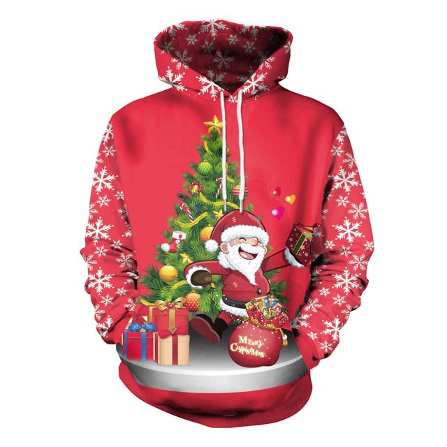 Sudaderas con capucha de Feliz Navidad para hombres y mujeres, jersey con capucha de Papá Noel, ropa de fiesta de vacaciones para pareja, ropa de calle con estampado completo 3D