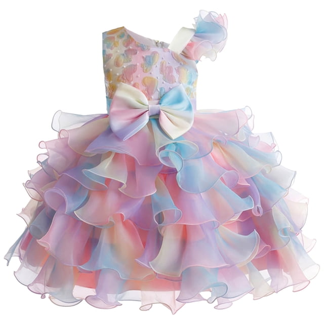 FhsagQ Robes Robes de Noël pour Filles Robe pour Enfants Filles Sans Manches Princesse Colorée Robe à Nœud Coloré Mode Robes de Noël pour Filles 6-7 Ans 4-5 Ans