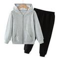 thumbnail image 2 of Toddler Girls Jogger Set - 2 Piece Full Zip Up Hoodie and Jogger Pants Sets - Girls’ Winter 2 Piece Outfits Solid Color Zipper Front Long Sleeve Hooded Jackets Sweatpants Matching Clothes, 2 of 6