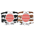 thumbnail image 1 of Octagonal Heart-shaped Illustration Pattern Bracelet Hand Strap Leather Rope Wristband Double Set, 1 of 3
