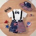 thumbnail image 3 of Povozer 4th of July Outfits for Boys Toddler Boy Patriotic Outfit 4th Of July Baby Boy Clothes Short Sleeve Romper Bowtie Shirt Flag Suspender Shorts 2Pcs Gentleman Outfit Size 6-9 Months,White, 3 of 7