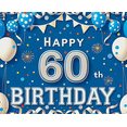 thumbnail image 4 of Blue Themed 60th Birthday Backdrop Banner with Balloons Confetti and Fireworks Party Decoration Photography Prop for Birthday Party Celebrations Event Decor Happy Birthday Party Supplies Background, 4 of 7